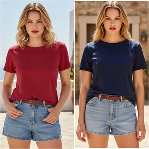 Christopher & Banks Large Red Navy Short Sleeve Top Bundle